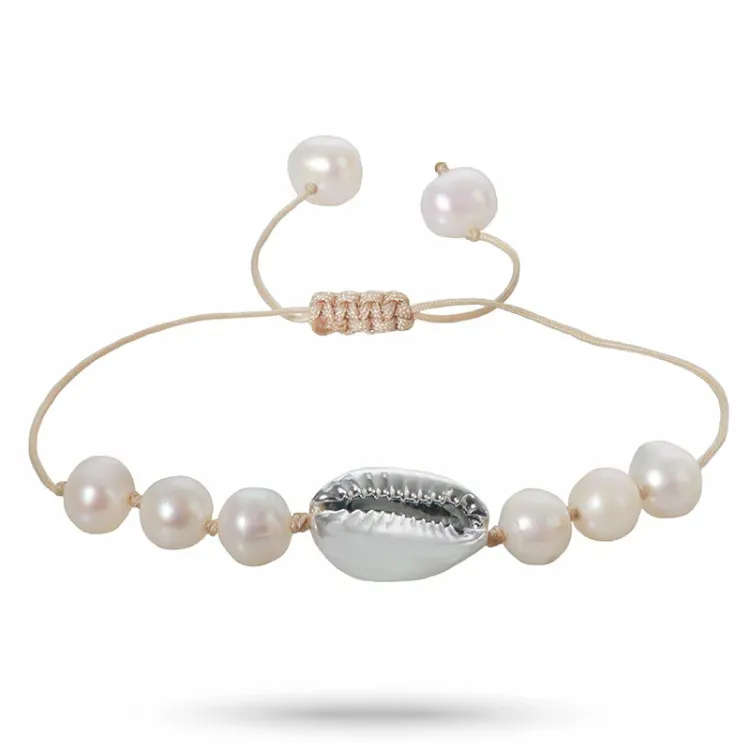 Perle shell Muschel Armband aus Seidenschnur 17 cm plus 5 cm x 10 mm