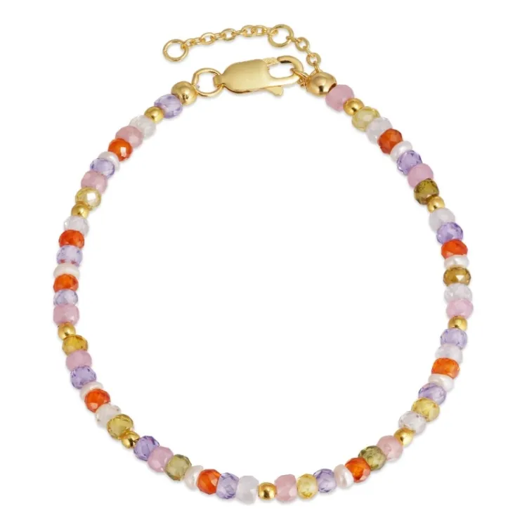 mehrfarbigen Schmuckstein Armband mit Süßwasserperle - Loom Stones