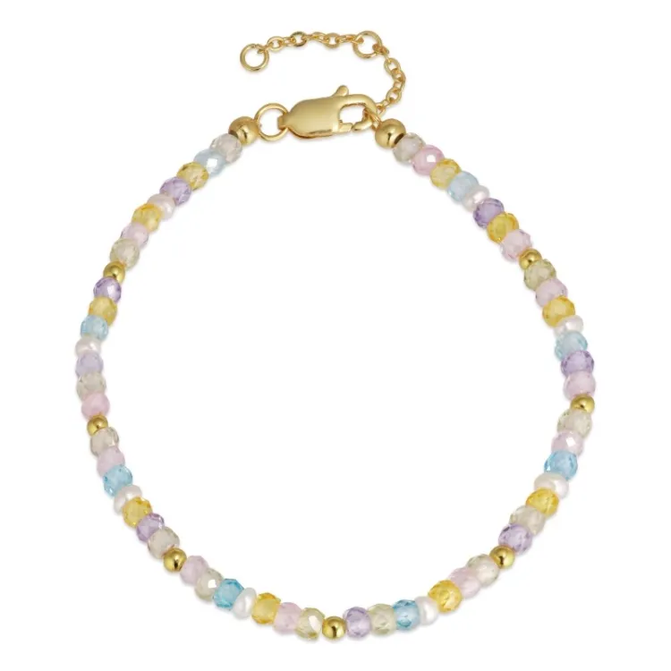 mehrfarbigen Schmuckstein Armband mit Süßwasserperle - Loom Stones