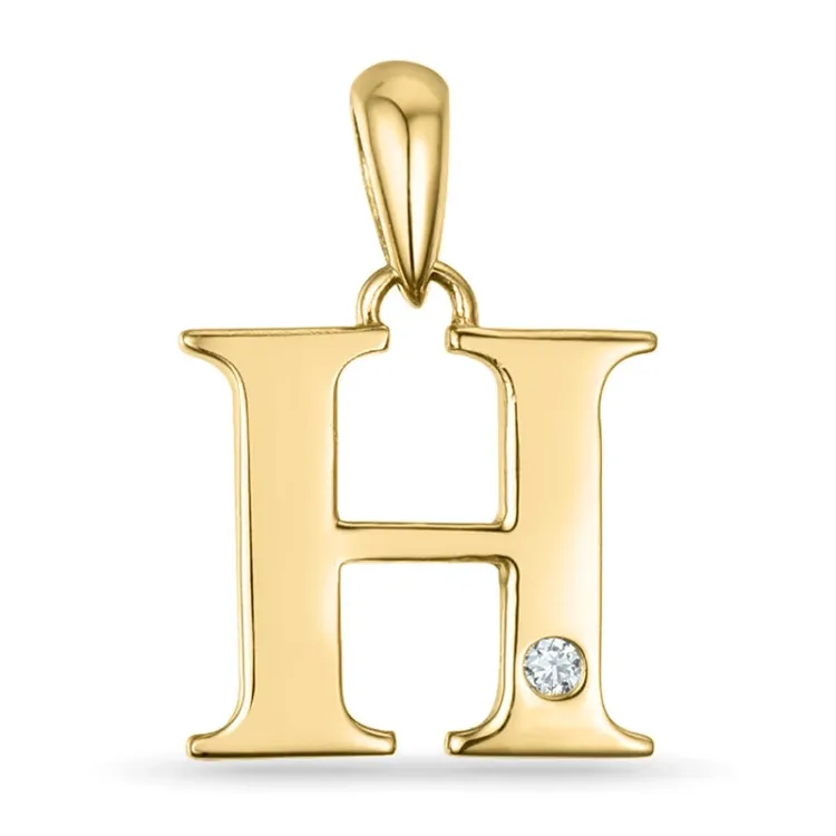 buchstab h Diamant Anhänger in 9 karat Gold 0,01 ct