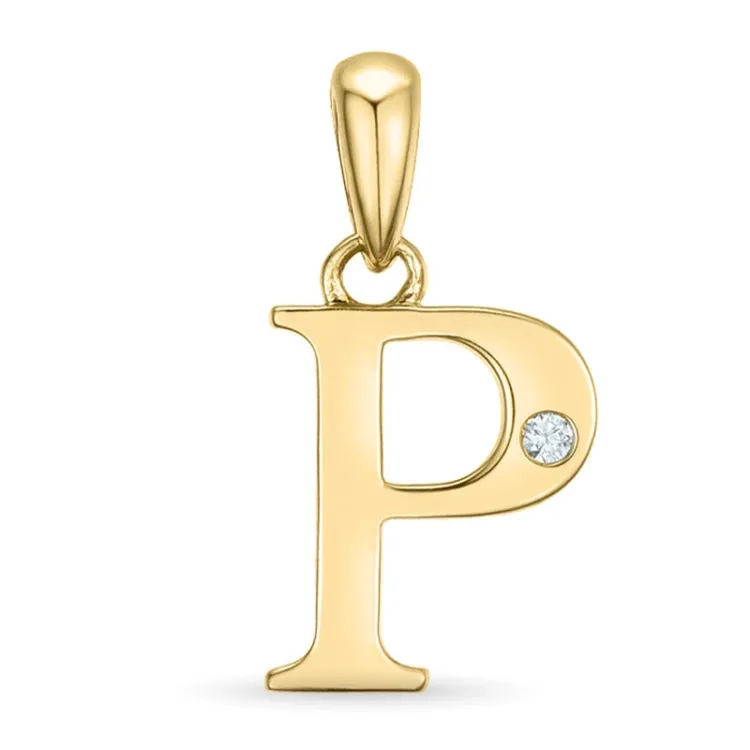 buchstab p Diamant Anhänger in 9 karat Gold 0,01 ct