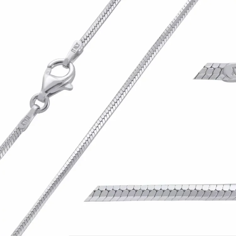 Preiswert Schlangenhalskette aus rhodiniertem Silber 42 cm x 1,6 mm