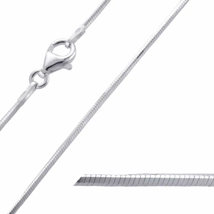 Schlangenhalskette aus rhodiniertem Silber 45 cm x 1,2 mm