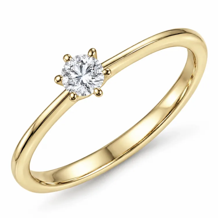 0,20 ct lab grown Diamant Solitärring in 9 Karat Gold 0,20 ct