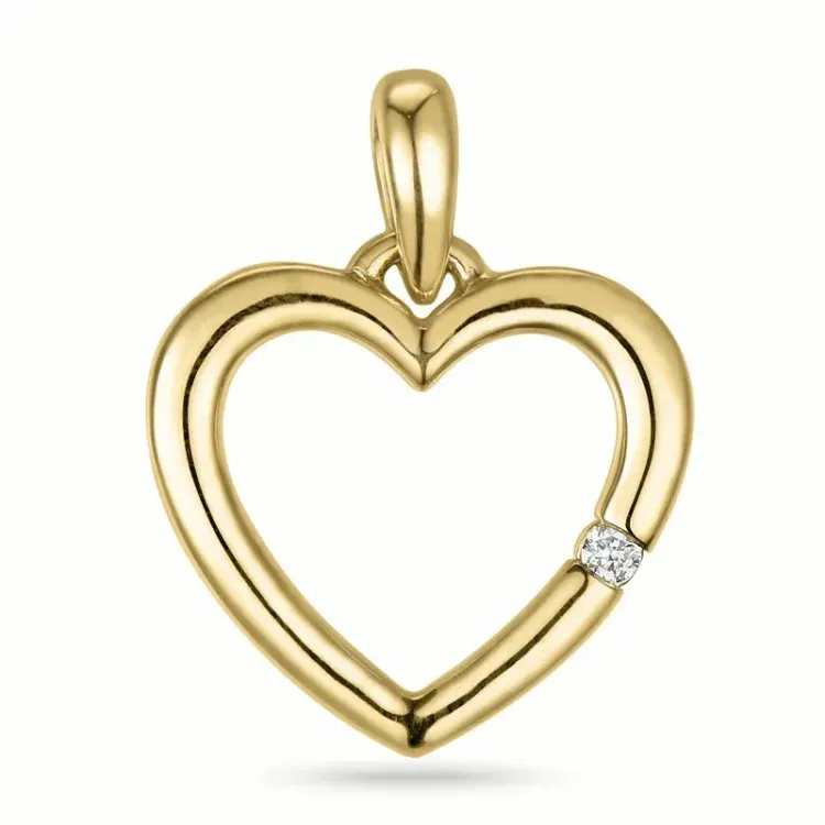 Herz lab grown Diamant Anhänger in 9 karat Gold 0,01 ct
