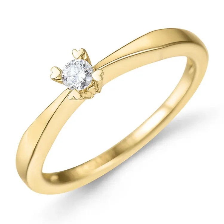 0,10 ct lab grown Diamant Solitärring in 9 Karat Gold 0,10 ct
