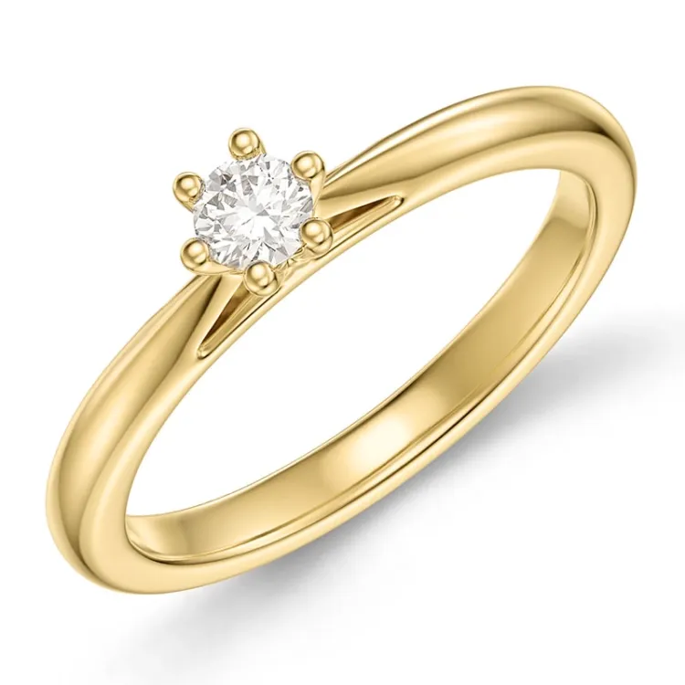 0,20 ct lab grown Diamant Solitärring in 9 Karat Gold 0,20 ct