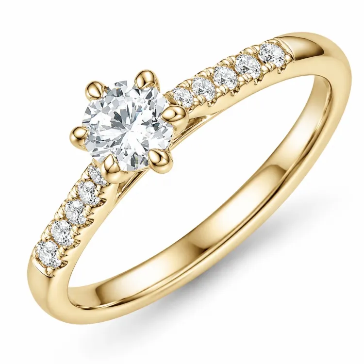 lab grown Diamant Ring in 9 Karat Gold 0,40 ct 0,14 ct