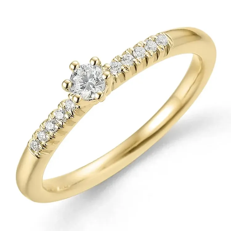 lab grown Diamant Ring in 9 Karat Gold 0,11 ct 0,06 ct