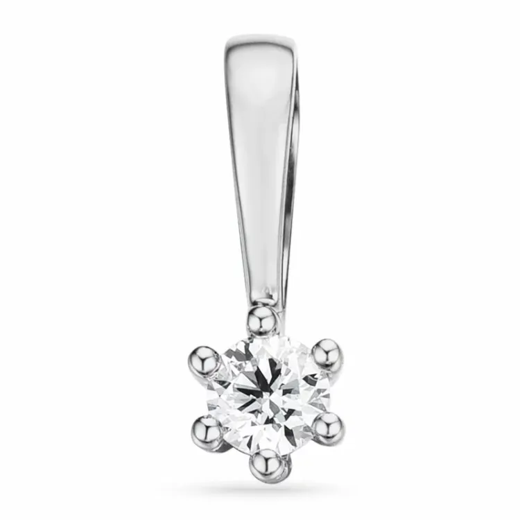 0,05 ct lab grown Diamant Solitäranhänger in 9 karat Weißgold 0,05 ct