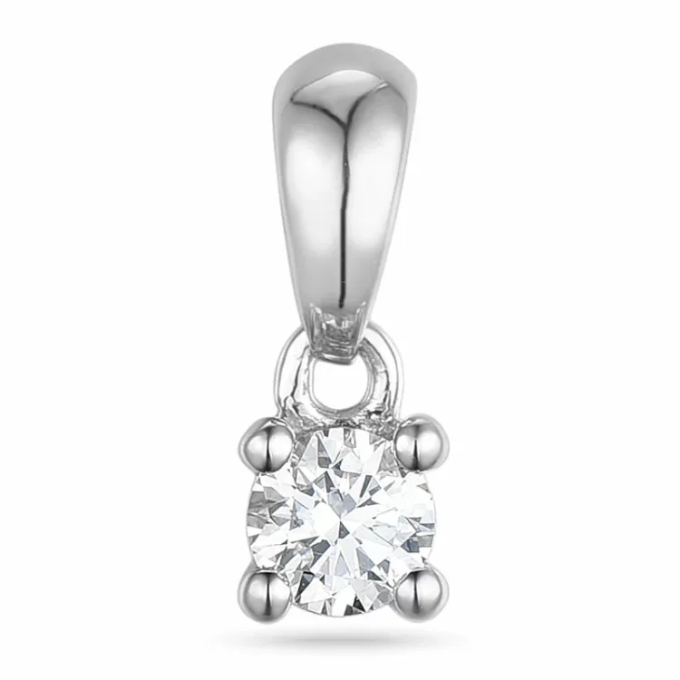 0,10 ct lab grown Diamant Solitäranhänger in 9 karat Weißgold 0,10 ct