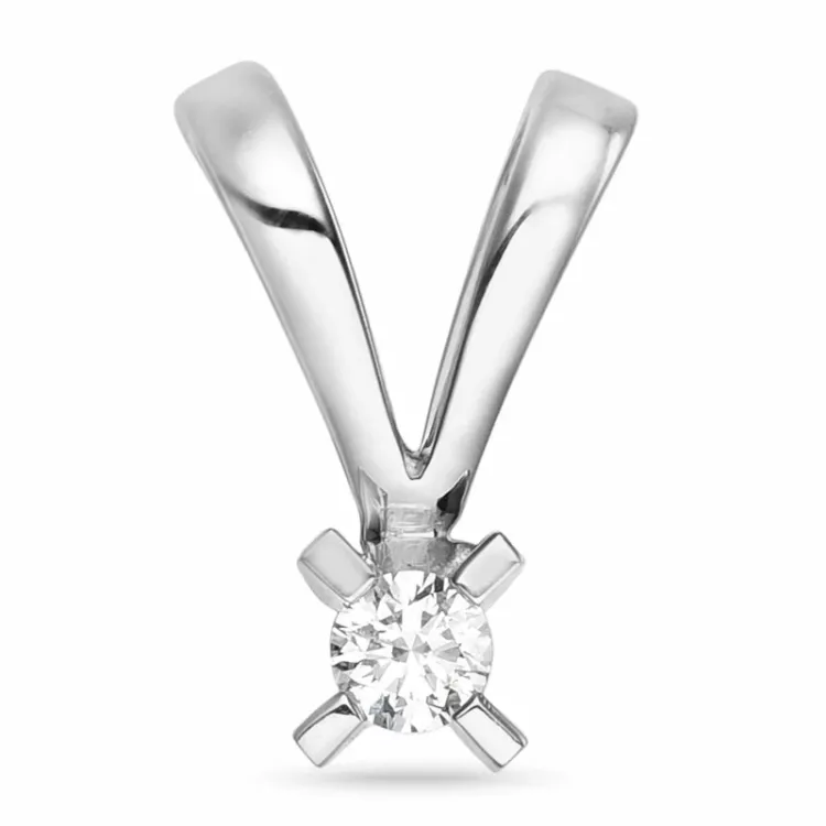 0,05 ct lab grown Diamant Solitäranhänger in 9 karat Weißgold 0,05 ct