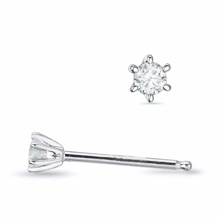 2 x 0,05 ct lab grown Diamant Solitärohrstecker in 9 Karat Weißgold mit lab grown Diamant 