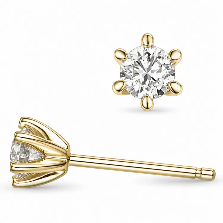 2 x 0,40 ct lab grown Diamant Solitärohrstecker in 9 Karat Gold mit lab grown Diamant 