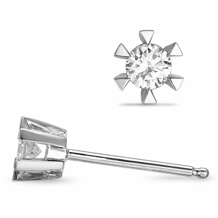 2 x 0,10 ct lab grown Diamant Solitärohrstecker in 9 Karat Weißgold mit lab grown Diamant 