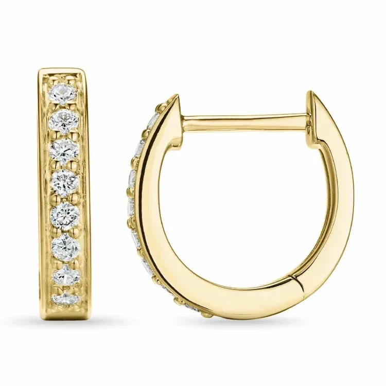 12 mm lab grown Diamant Kreole in 9 Karat Gold mit lab grown Diamant 