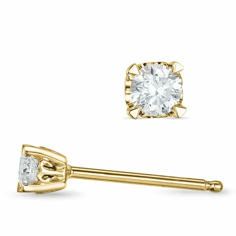 2 x 0,10 ct lab grown Diamant Solitärohrstecker in 9 Karat Gold mit lab grown Diamant 