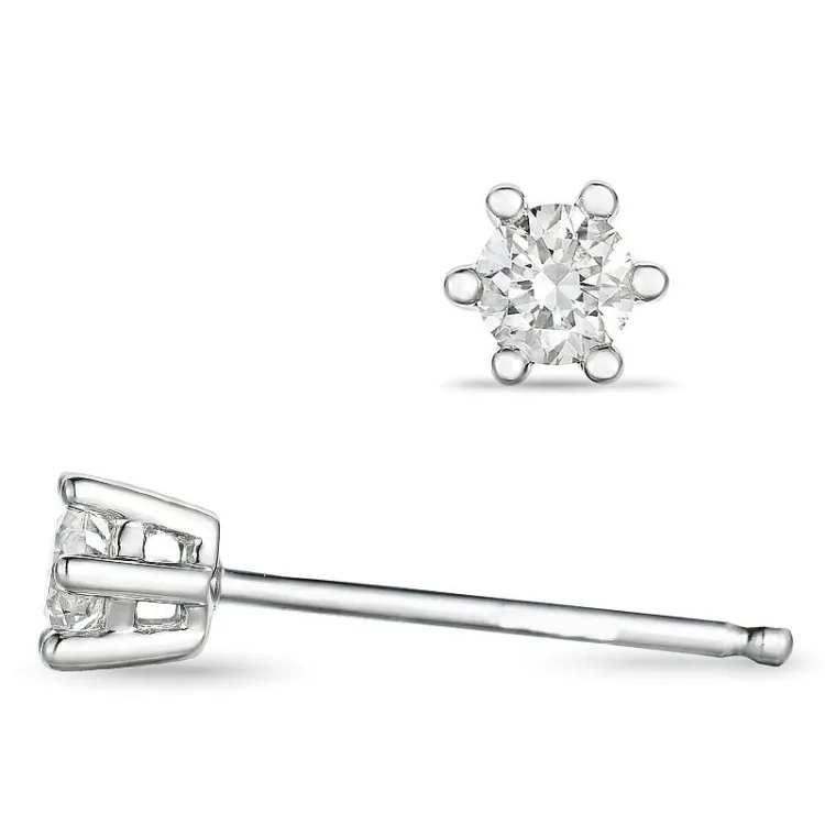2 x 0,10 ct lab grown Diamant Solitärohrstecker in 9 Karat Weißgold mit lab grown Diamant 