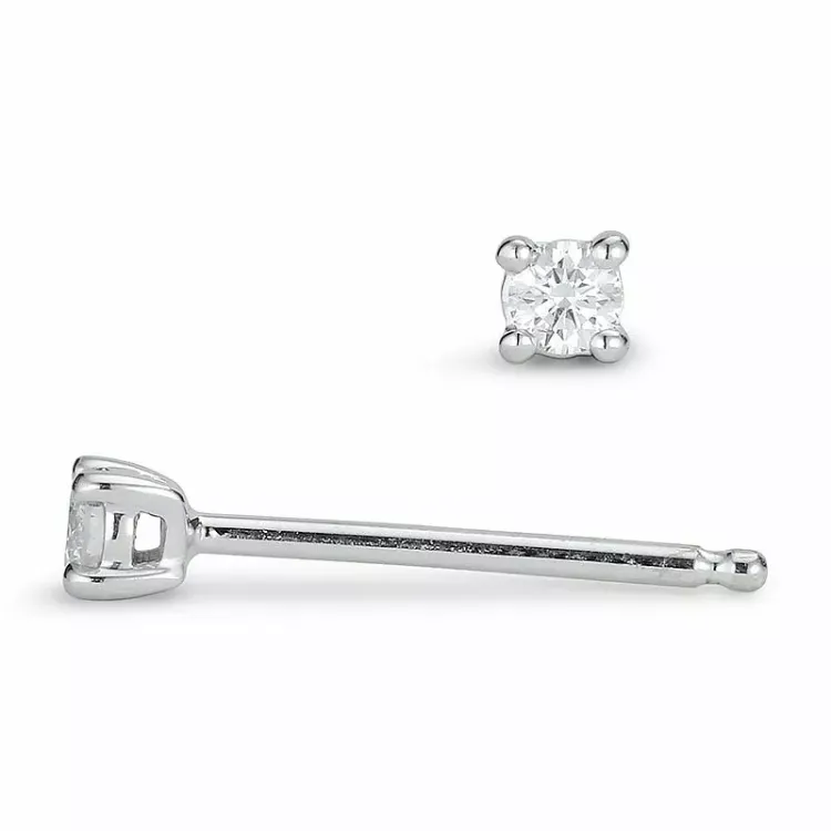2 x 0,04 ct lab grown Diamant Solitärohrstecker in 9 Karat Weißgold mit lab grown Diamant 