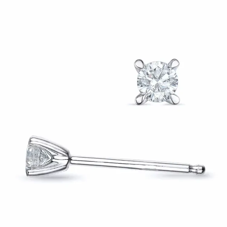 2 x 0,10 ct lab grown Diamant Solitärohrstecker in 9 Karat Weißgold mit lab grown Diamant 