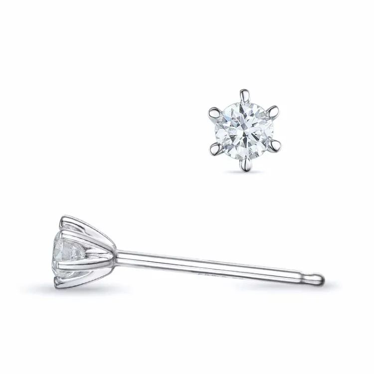 2 x 0,08 ct lab grown Diamant Solitärohrstecker in 9 Karat Weißgold mit lab grown Diamant 