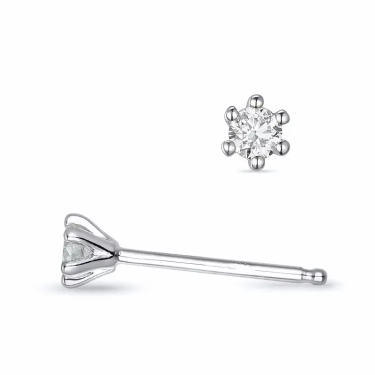 2 x 0,08 ct lab grown Diamant Solitärohrstecker in 9 Karat Weißgold mit lab grown Diamant 