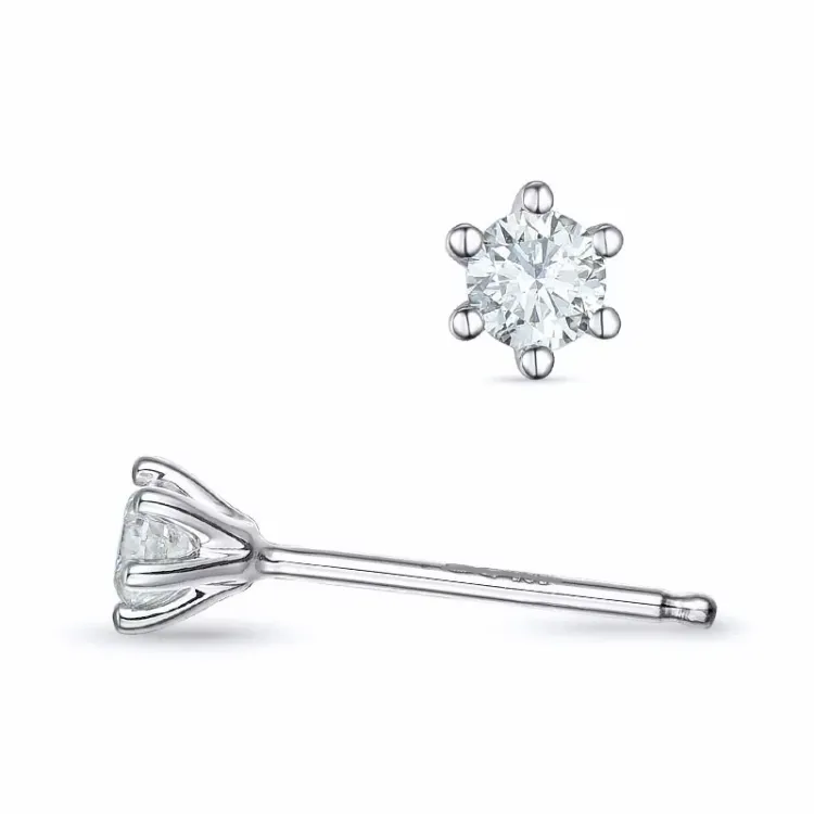 2 x 0,10 ct lab grown Diamant Solitärohrstecker in 9 Karat Weißgold mit lab grown Diamant 