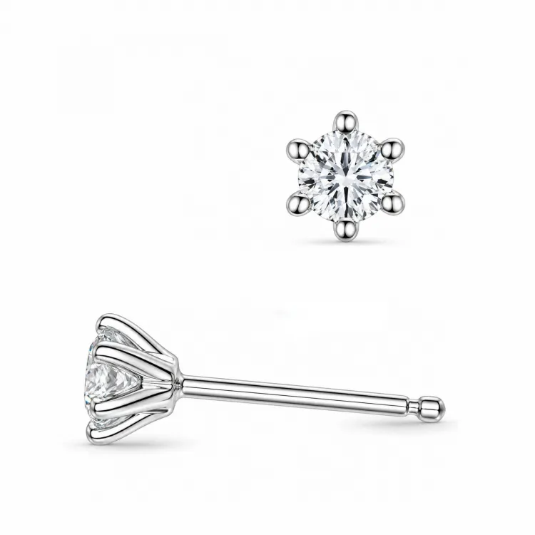 2 x 0,10 ct lab grown Diamant Solitärohrstecker in 9 Karat Weißgold mit lab grown Diamant 
