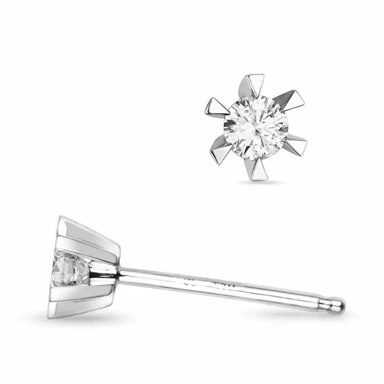 2 x 0,10 ct lab grown Diamant Solitärohrstecker in 9 Karat Weißgold mit lab grown Diamant 