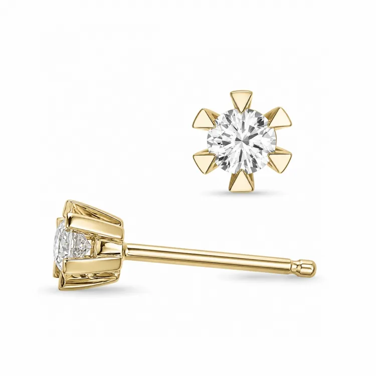 2 x 0,15 ct  lab grown Diamant Solitärohrstecker in 9 Karat Gold mit lab grown Diamant 