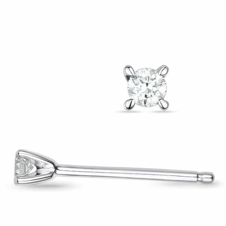 2 x 0,03 ct lab grown Diamant Solitärohrstecker in 9 Karat Weißgold mit lab grown Diamant 