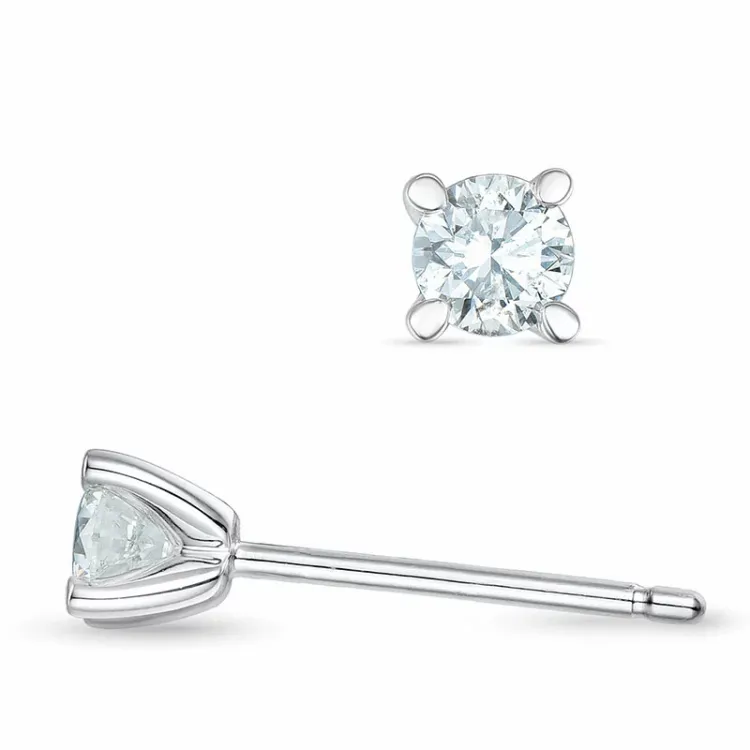 2 x 0,20 ct lab grown Diamant Solitärohrstecker in 9 Karat Weißgold mit lab grown Diamant 