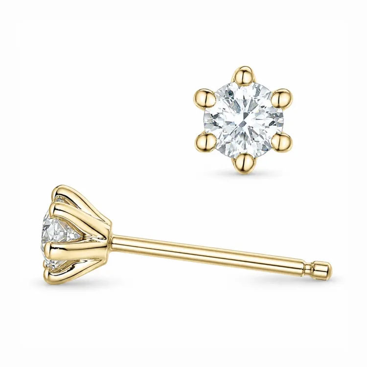 2 x 0,20 ct lab grown Diamant Solitärohrstecker in 9 Karat Gold mit lab grown Diamant 
