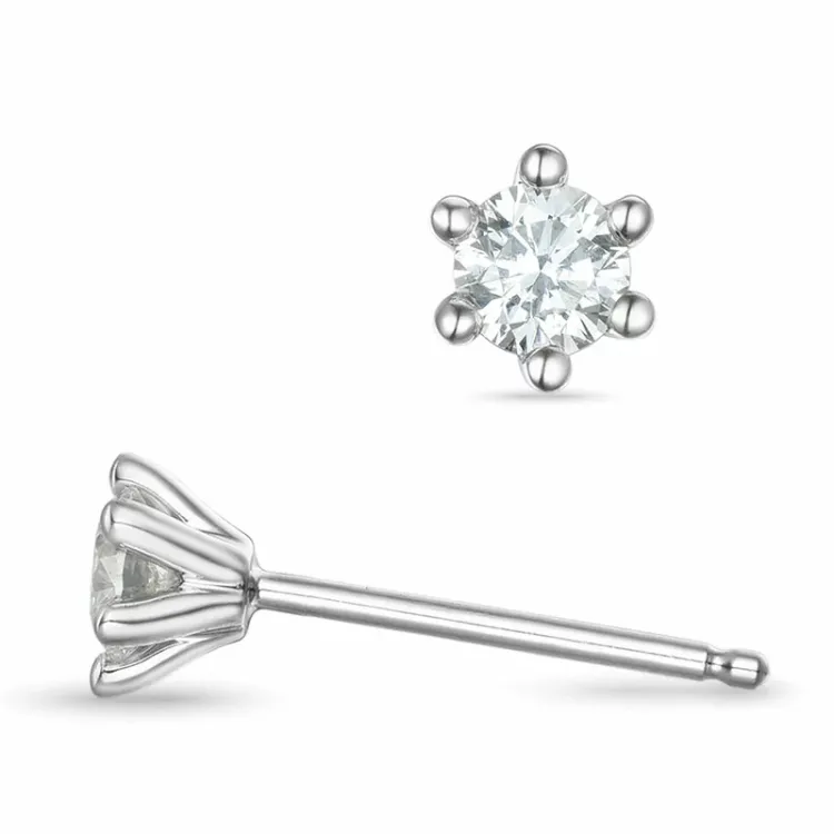 2 x 0,20 ct lab grown Diamant Solitärohrstecker in 9 Karat Weißgold mit lab grown Diamant 