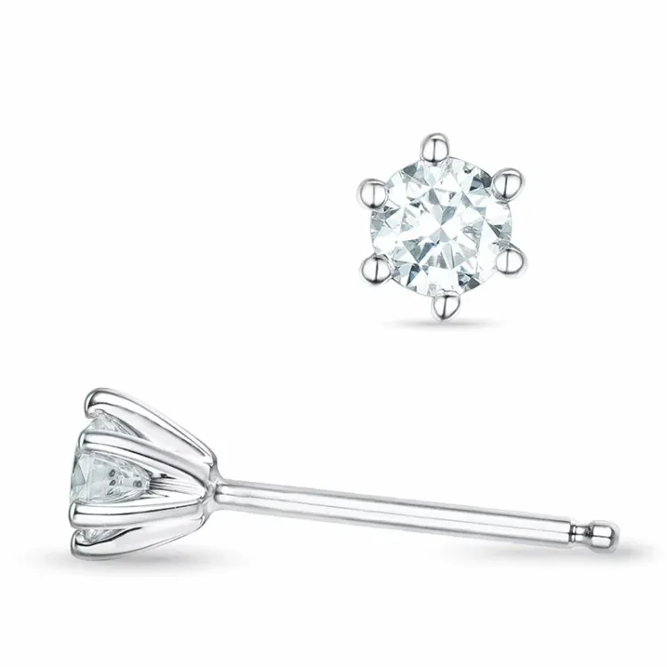 2 x 0,16 ct lab grown Diamant Solitärohrstecker in 9 Karat Weißgold mit lab grown Diamant 