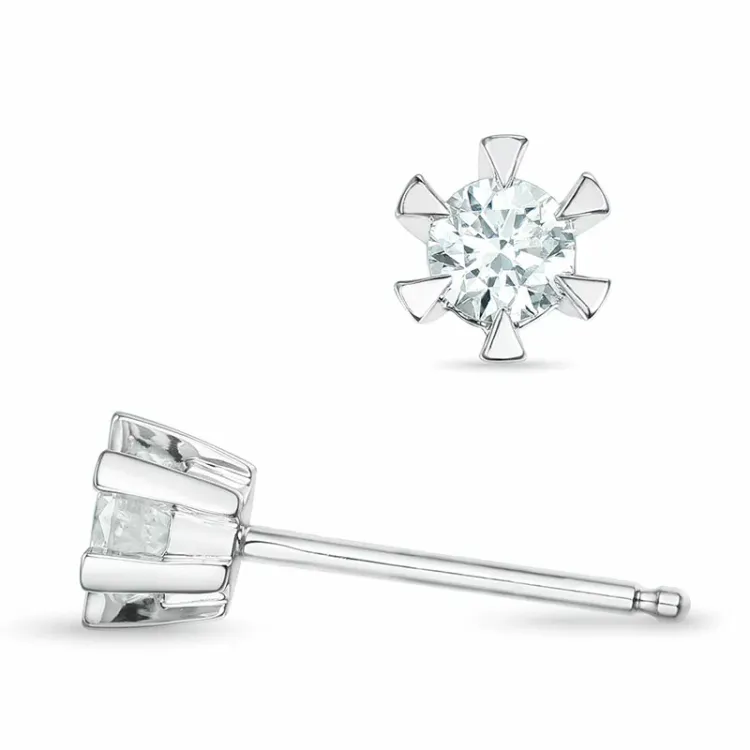 2 x 0,16 ct lab grown Diamant Solitärohrstecker in 9 Karat Weißgold mit lab grown Diamant 