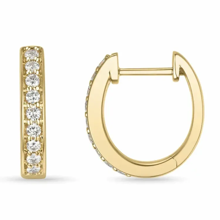 14 mm Kreole in 9 Karat Gold mit lab grown Diamant 