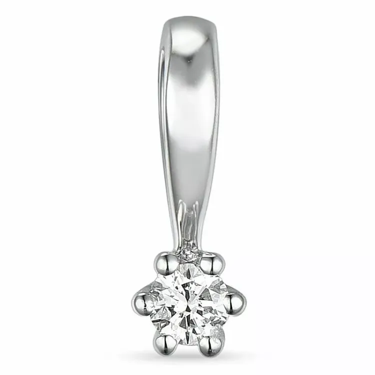 0,05 ct lab grown Diamant Solitäranhänger in 9 karat Weißgold 0,05 ct