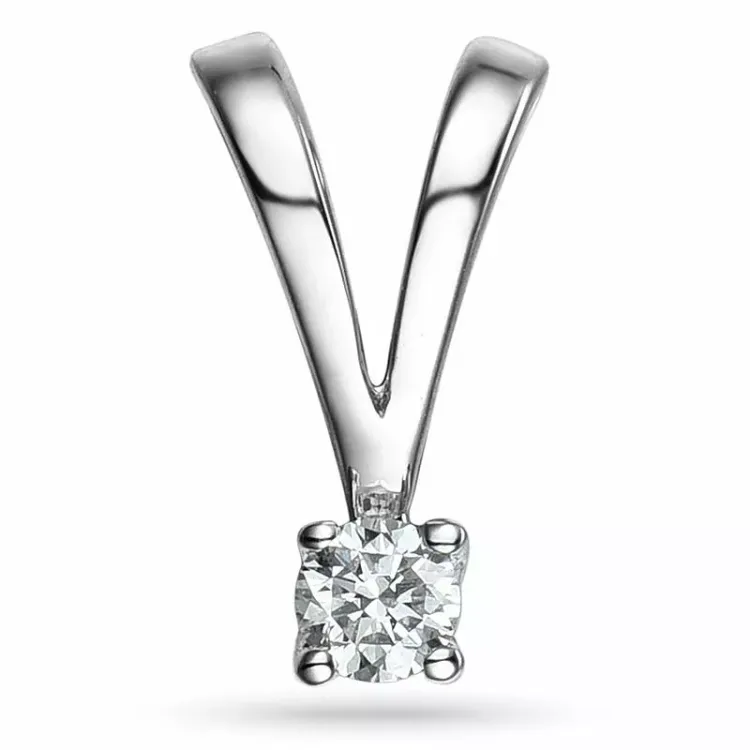 0,05 ct lab grown Diamant Solitäranhänger in 9 karat Weißgold 0,05 ct