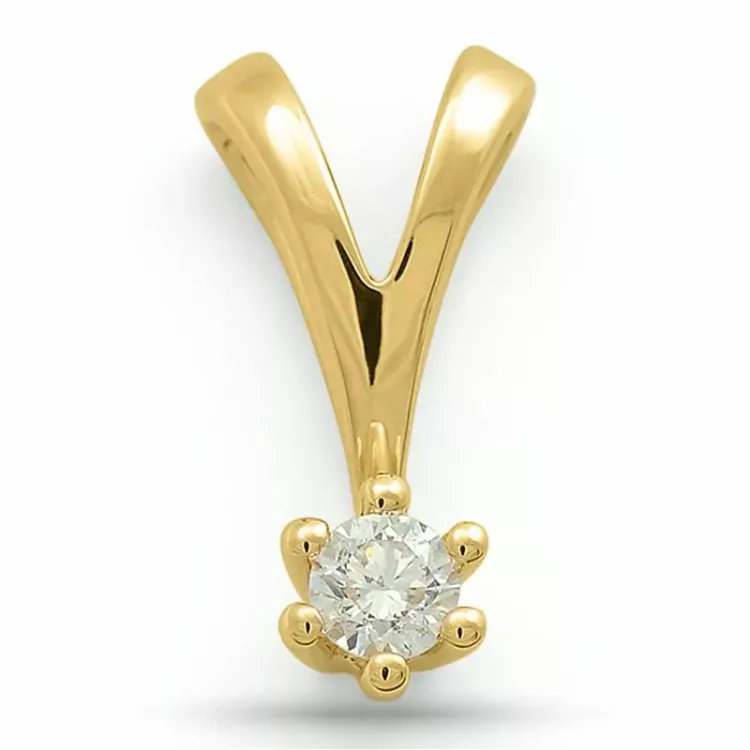 0,10 ct lab grown Diamant Solitäranhänger in 9 karat Gold 0,10 ct
