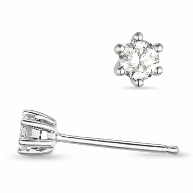 2 x 0,10 ct lab grown Diamant Solitärohrstecker in 9 Karat Weißgold mit lab grown Diamant 