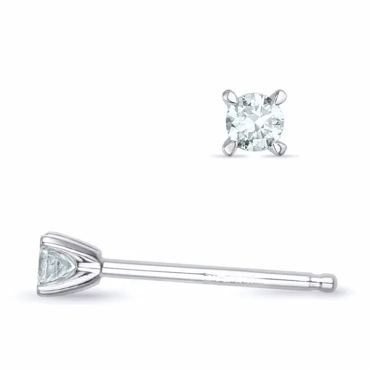 2 x 0,06 ct lab grown Diamant Solitärohrstecker in 9 Karat Weißgold mit lab grown Diamant 