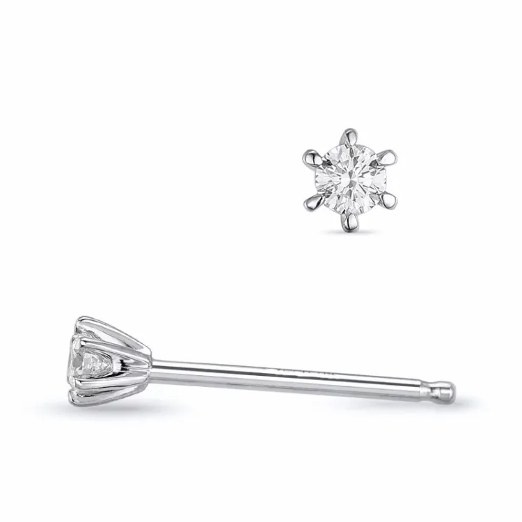 2 x 0,04 ct lab grown Diamant Solitärohrstecker in 9 Karat Weißgold mit lab grown Diamant 