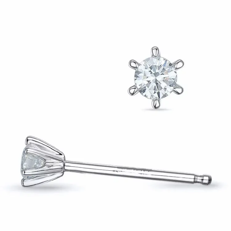 2 x 0,07 ct lab grown Diamant Solitärohrstecker in 9 Karat Weißgold mit lab grown Diamant 