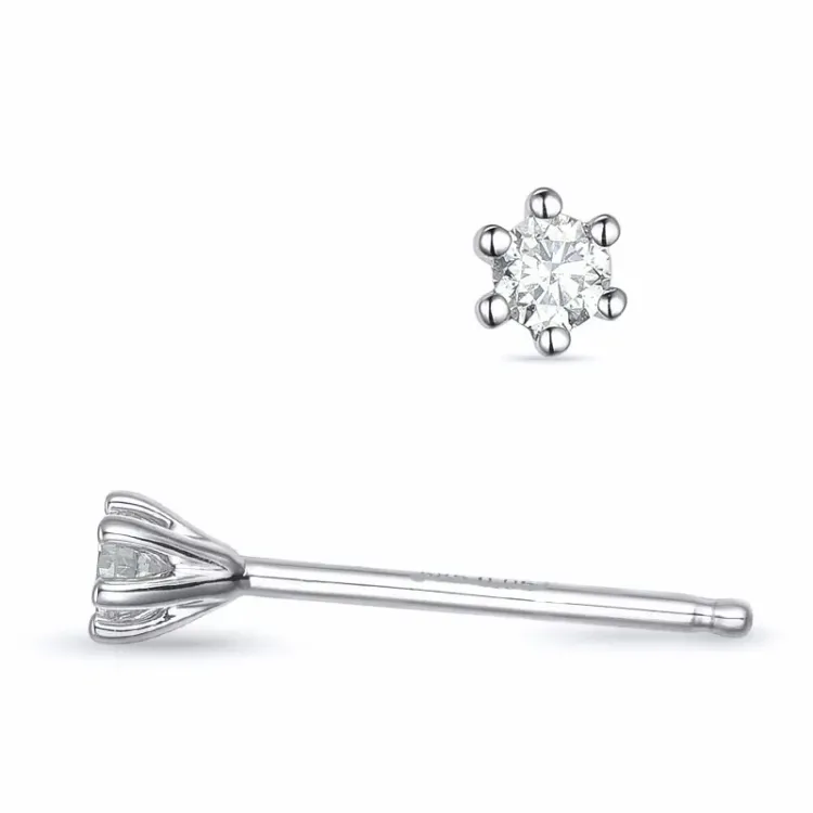2 x 0,05 ct lab grown Diamant Solitärohrstecker in 9 Karat Weißgold mit lab grown Diamant 