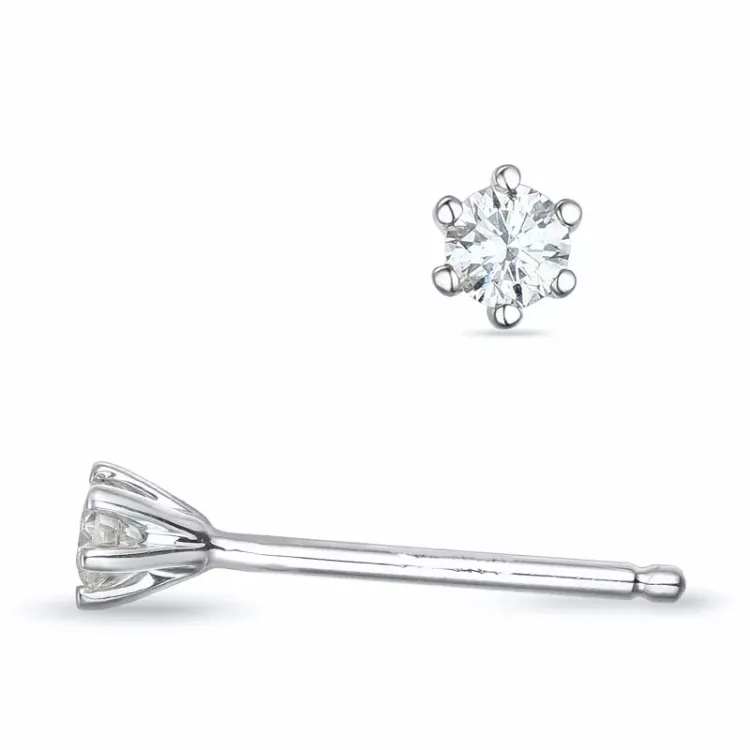 2 x 0,06 ct lab grown Diamant Solitärohrstecker in 9 Karat Weißgold mit lab grown Diamant 
