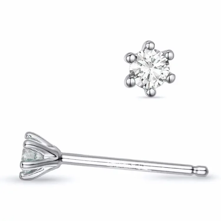 2 x 0,07 ct lab grown Diamant Solitärohrstecker in 9 Karat Weißgold mit lab grown Diamant 