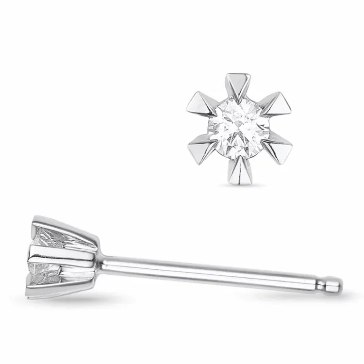 2 x 0,03 ct lab grown Diamant Solitärohrstecker in 9 Karat Weißgold mit lab grown Diamant 