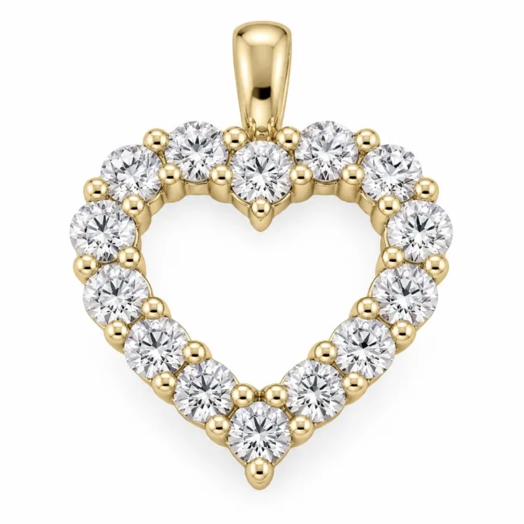 Herz lab grown Diamant Anhänger in 9 karat Gold 1,3 ct