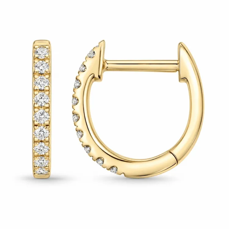 8 mm lab grown Diamant Kreole in 9 Karat Gold mit lab grown Diamant 